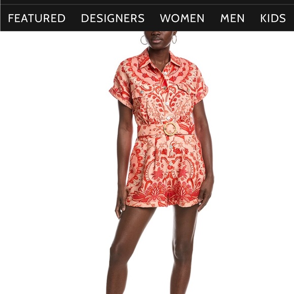 Red and Cream Patterned Romper - Picture 2 of 3